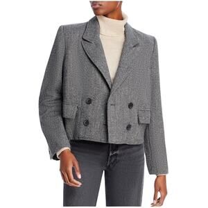 Free People Cropped Betty Blazer Herringbone Academia Double Breasted Cropped, L